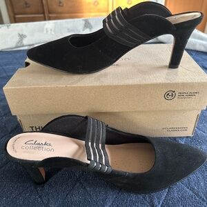 Clark’s suede slide heels